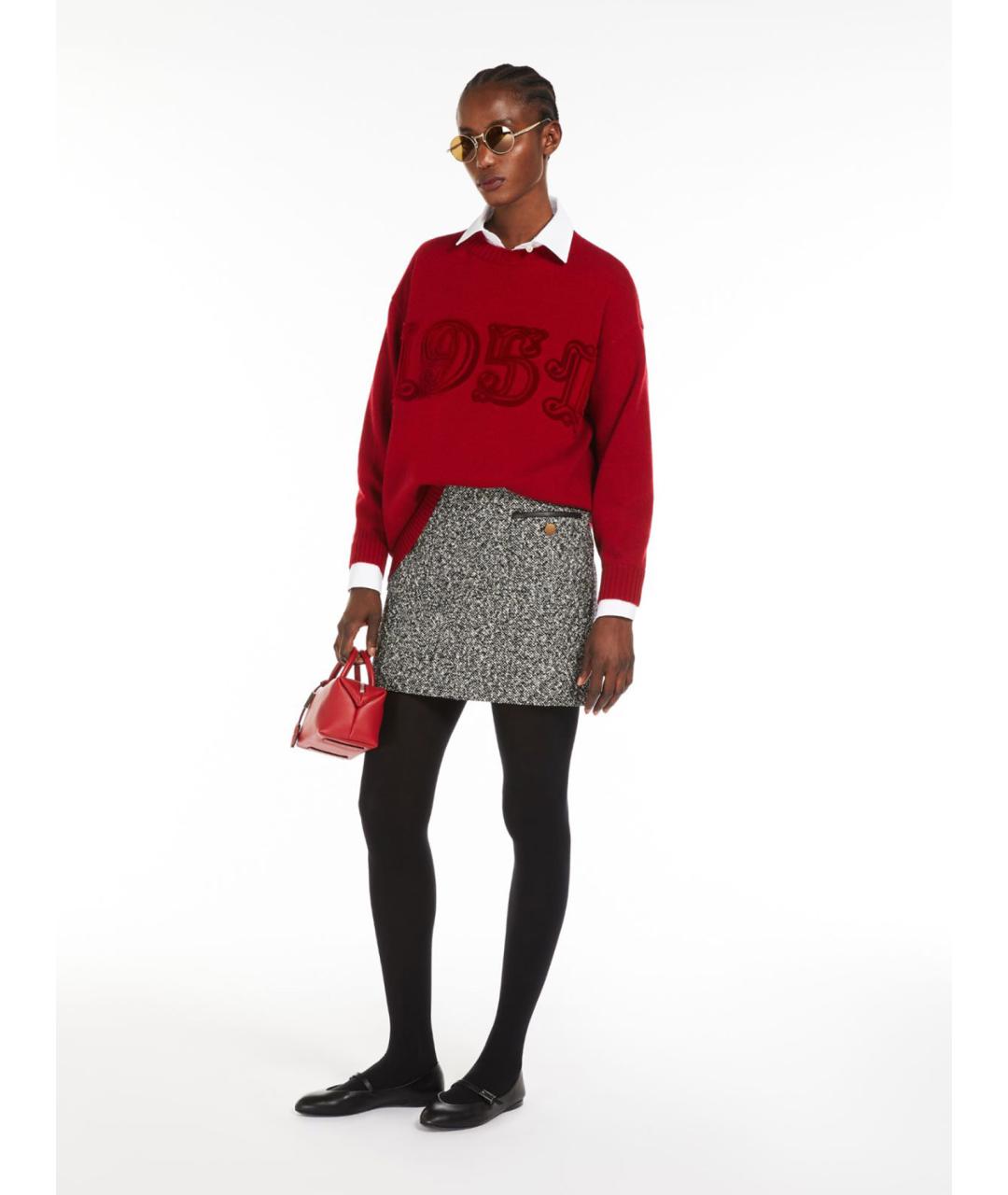 MAX MARA Серая шерстяная юбка мини, фото 2