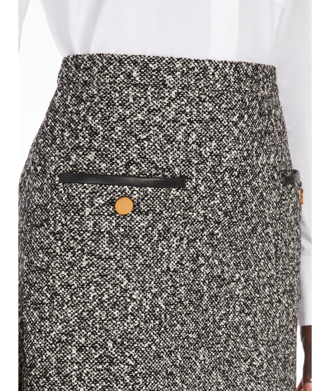 MAX MARA Серая шерстяная юбка мини, фото 4