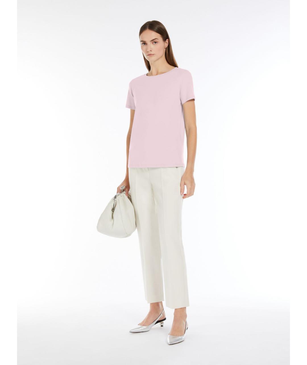 WEEKEND MAX MARA Розовая хлопковая футболка, фото 2