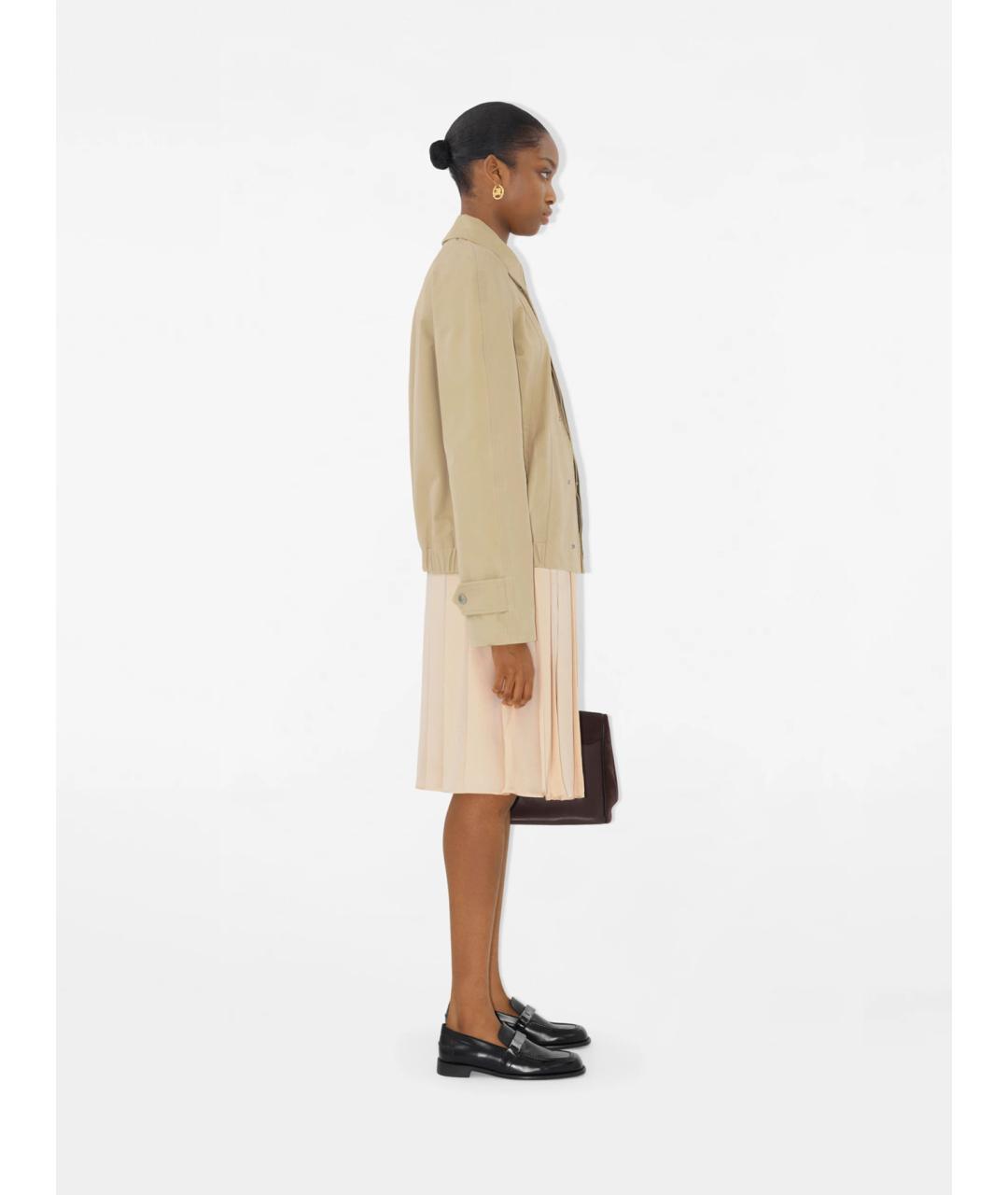 BURBERRY Бежевая шелковая юбка миди, фото 3