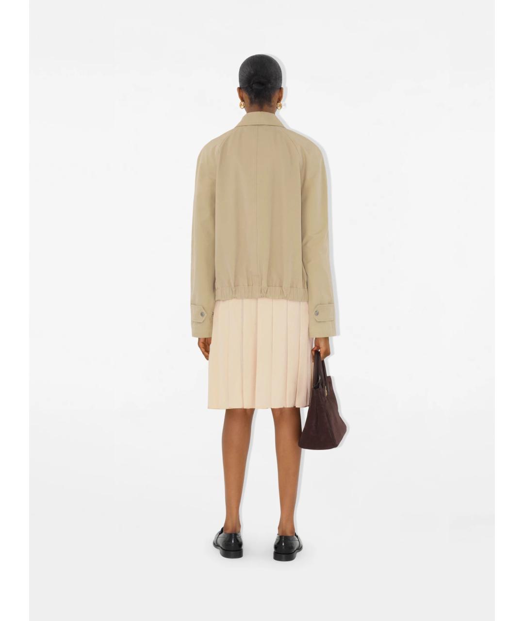 BURBERRY Бежевая шелковая юбка миди, фото 4