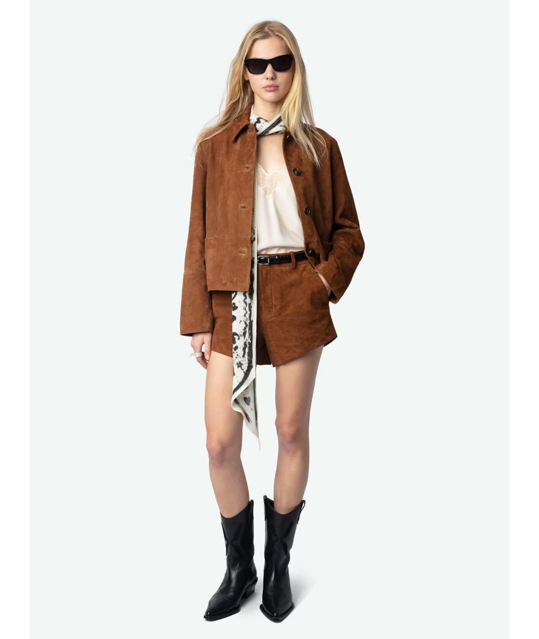 ZADIG & VOLTAIRE Коричневые замшевые шорты, фото 2