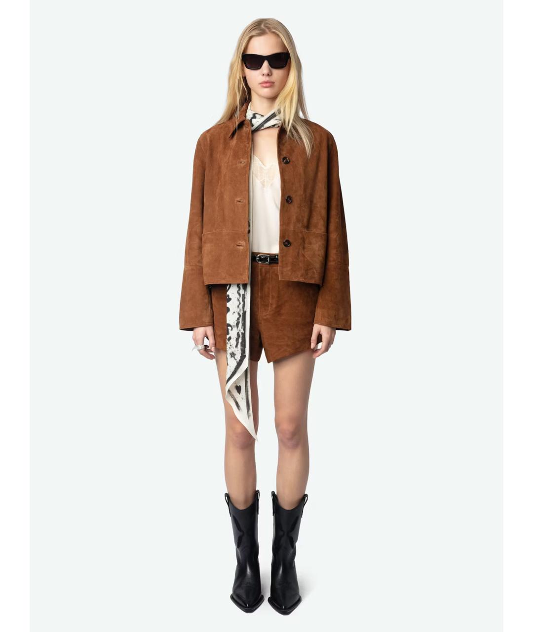 ZADIG & VOLTAIRE Коричневые замшевые шорты, фото 4