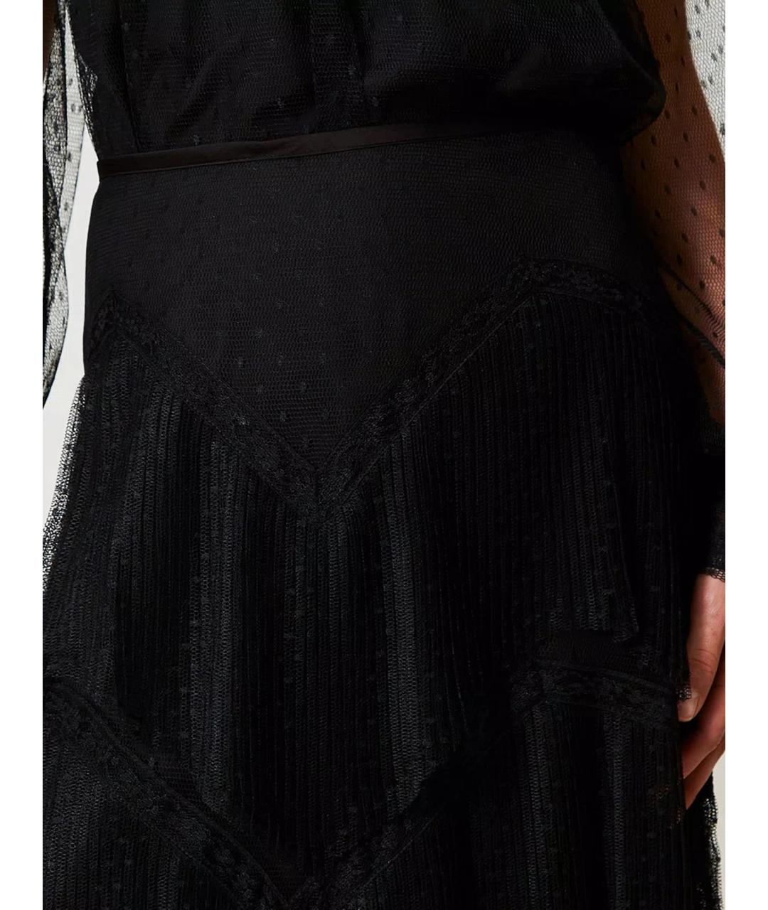 TWIN-SET Черная полиэстеровая юбка макси, фото 5