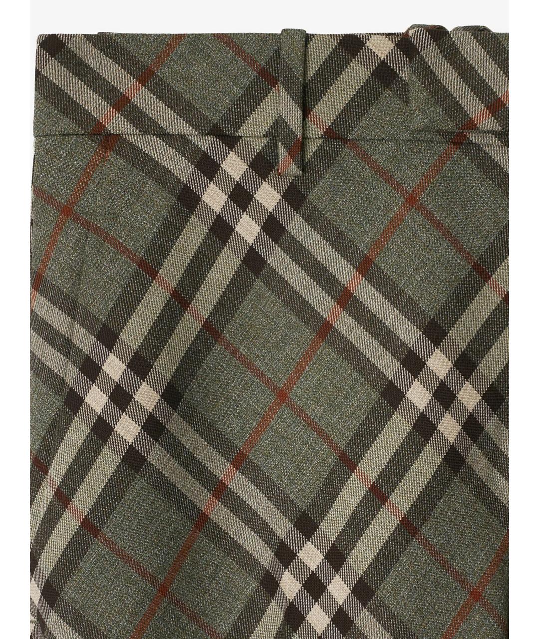 BURBERRY Зеленые шерстяные брюки широкие, фото 5