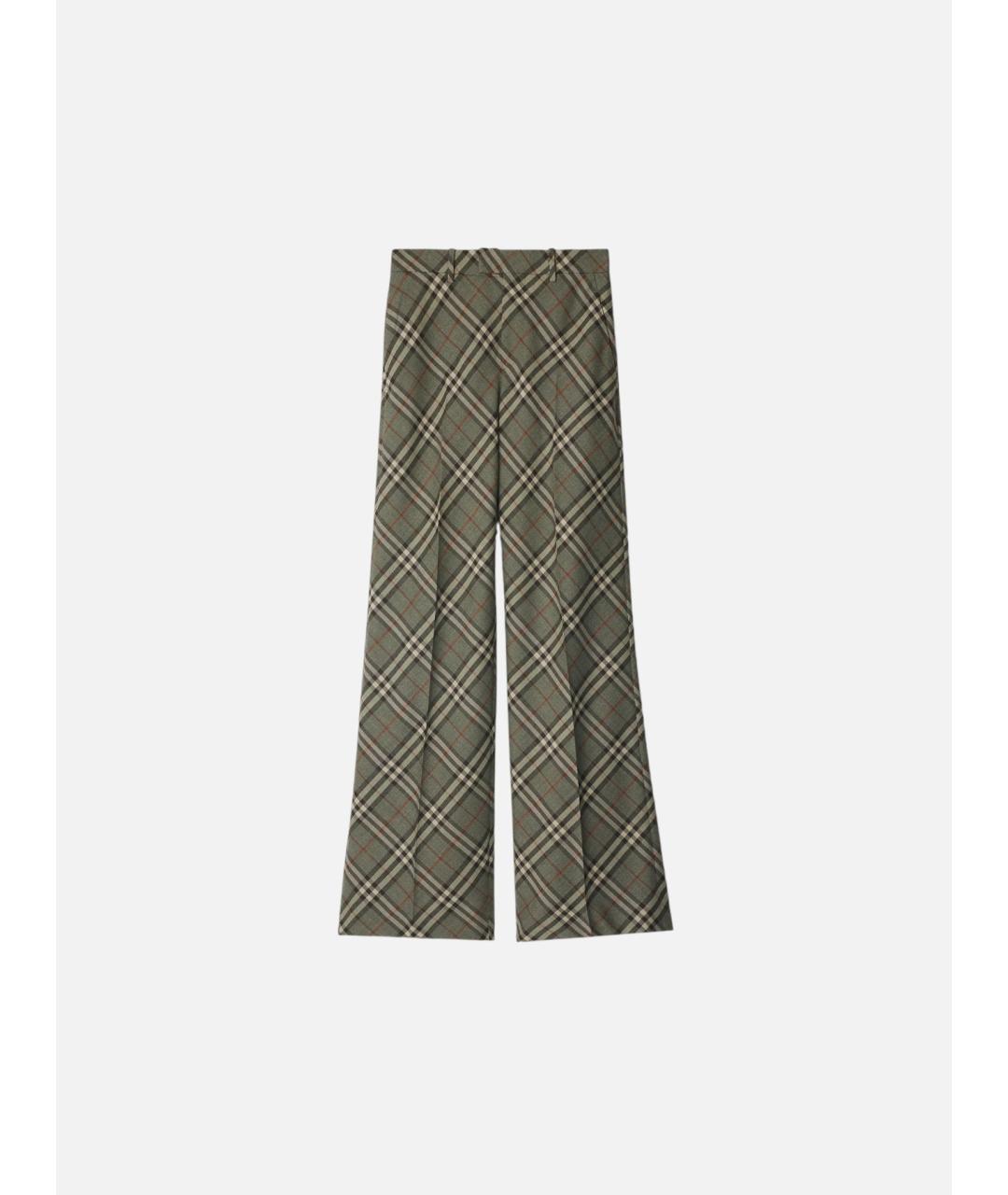 BURBERRY Зеленые шерстяные брюки широкие, фото 6