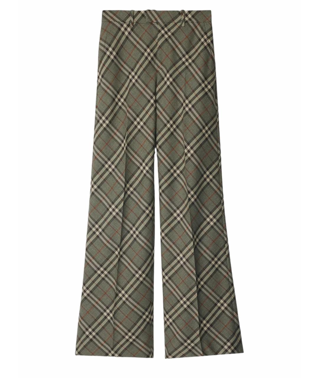 BURBERRY Зеленые шерстяные брюки широкие, фото 1