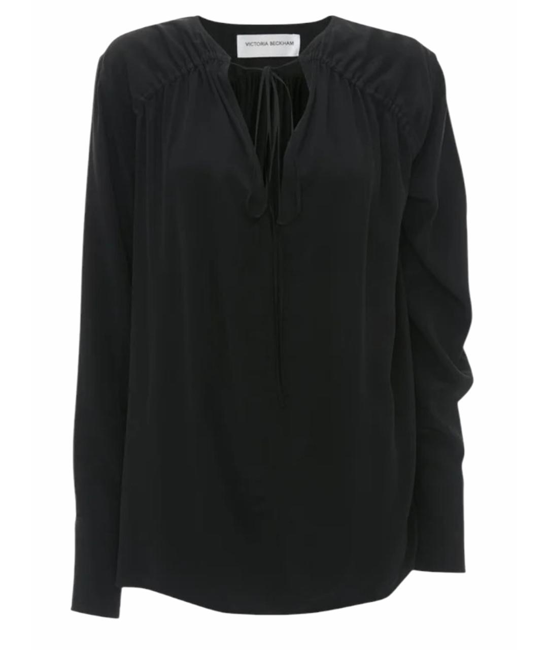 VICTORIA BECKHAM Черная шелковая блузы, фото 1