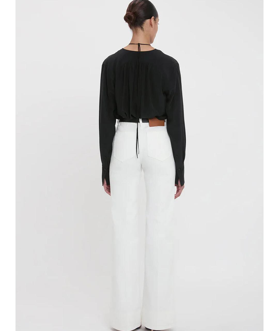 VICTORIA BECKHAM Черная шелковая блузы, фото 3
