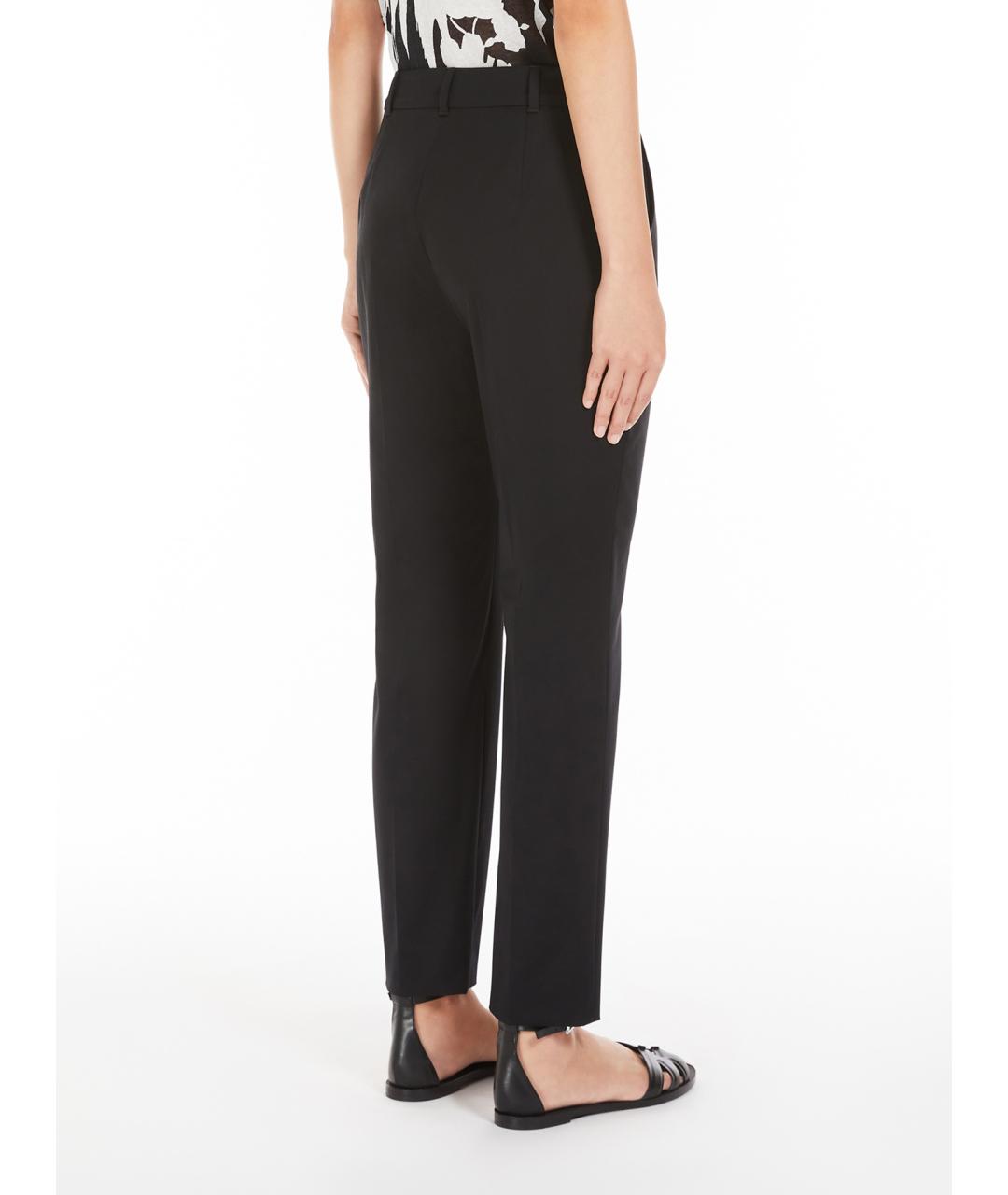 MAX MARA STUDIO Черные хлопковые прямые брюки, фото 3