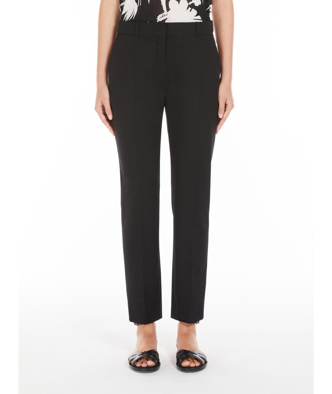 MAX MARA STUDIO Черные хлопковые прямые брюки, фото 2