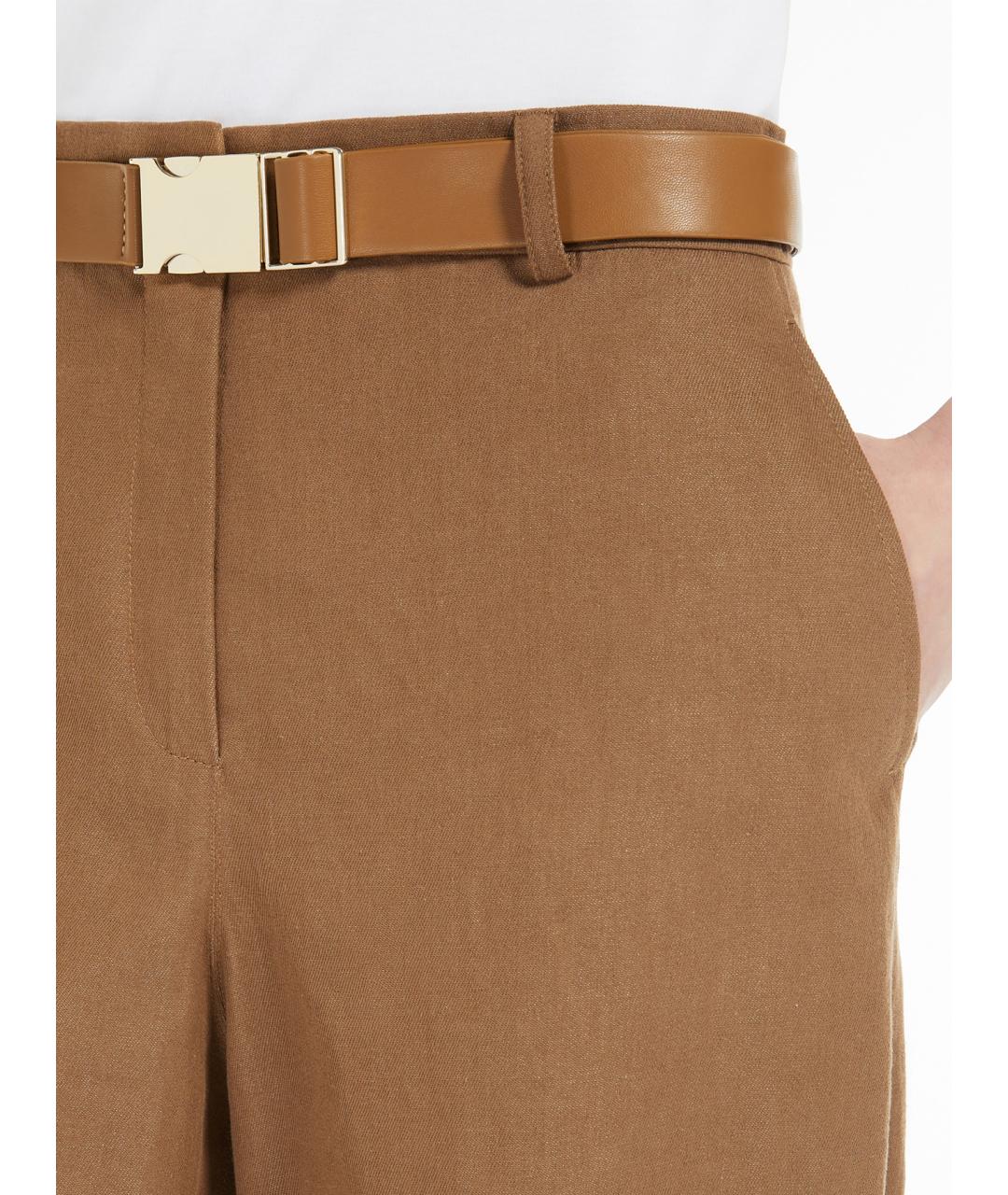 MAX MARA STUDIO Коричневые хлопковые брюки широкие, фото 4