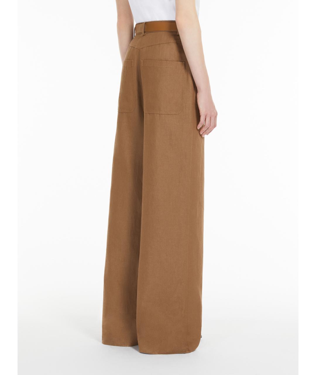 MAX MARA STUDIO Коричневые хлопковые брюки широкие, фото 3