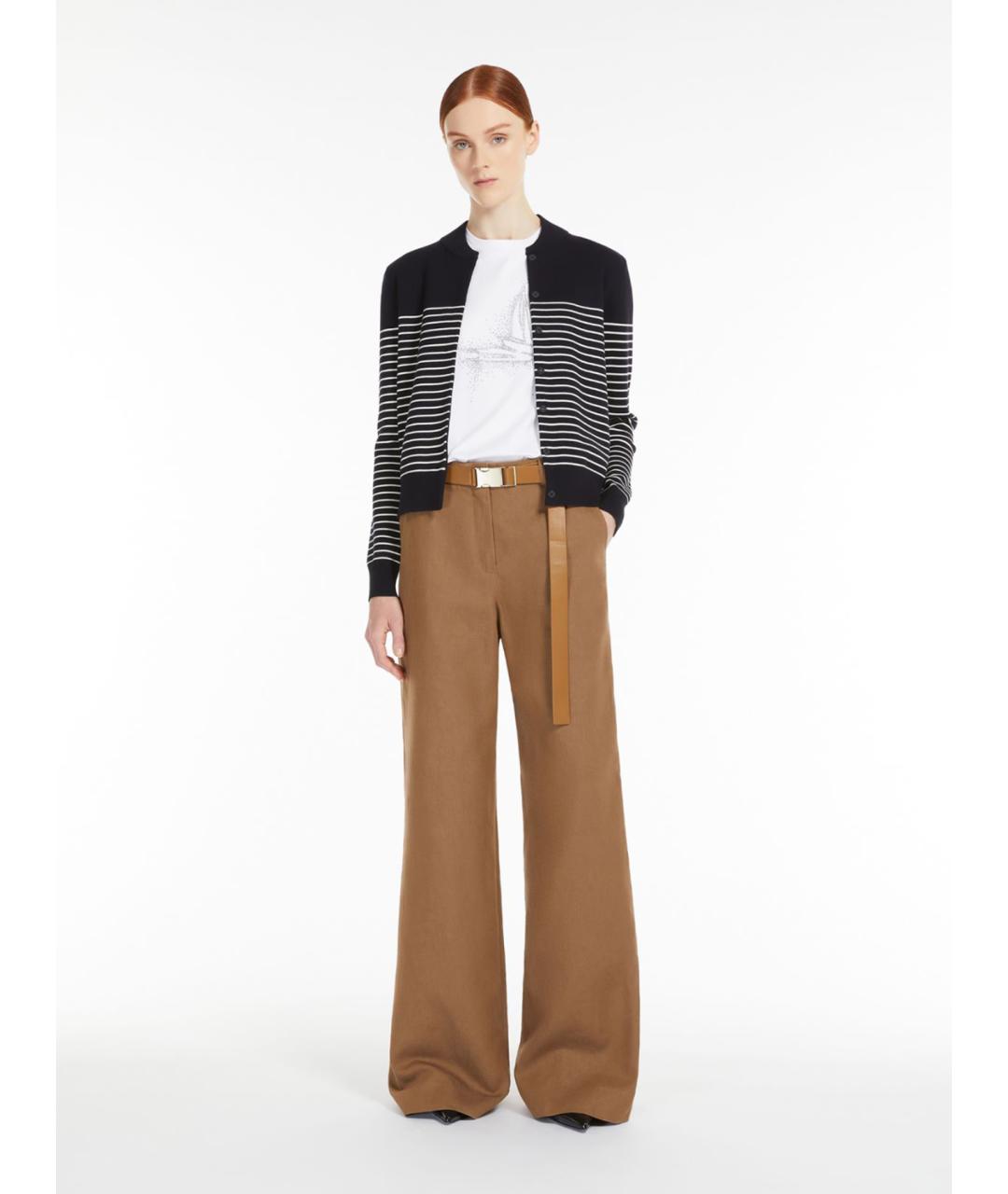 MAX MARA STUDIO Коричневые хлопковые брюки широкие, фото 2