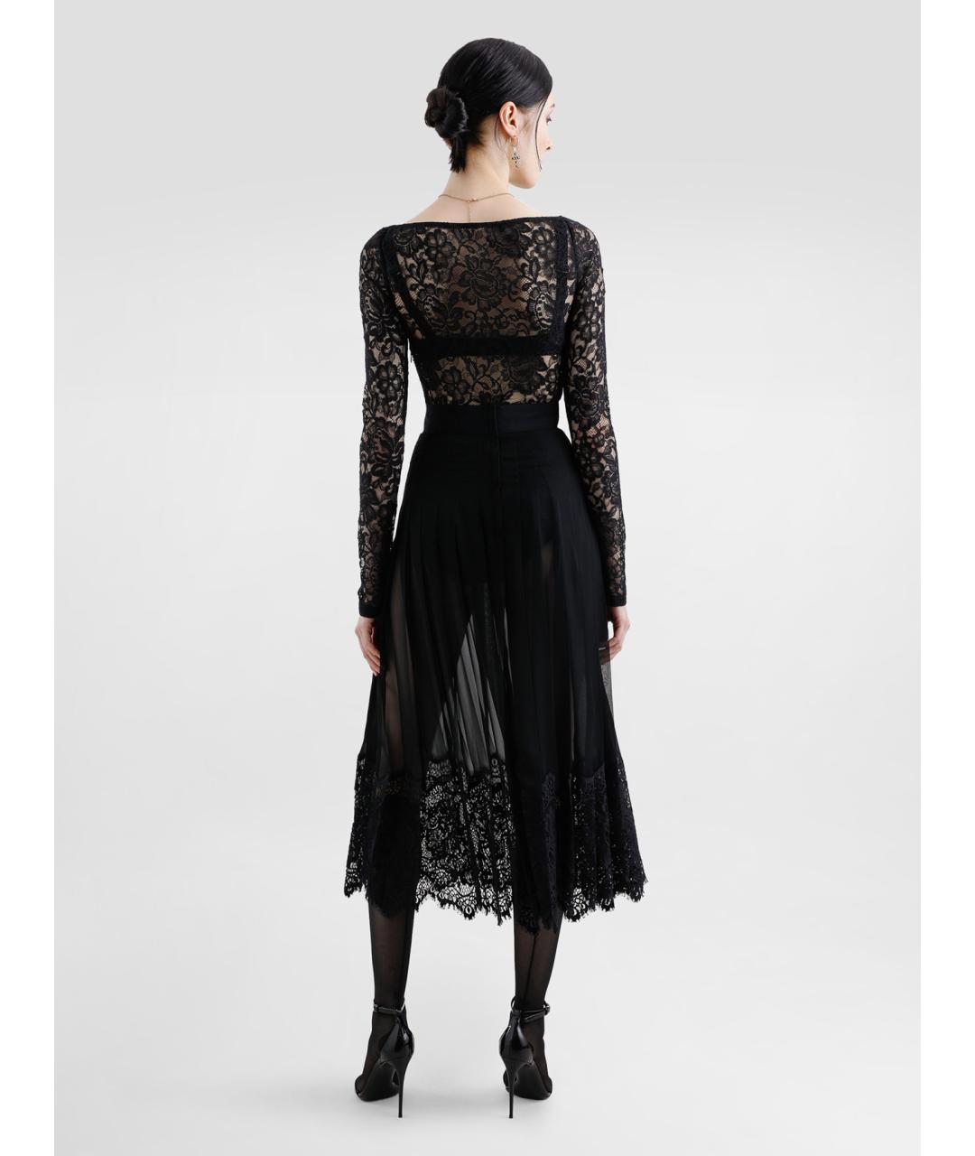 DOLCE&GABBANA Черная полиэстеровая юбка миди, фото 4