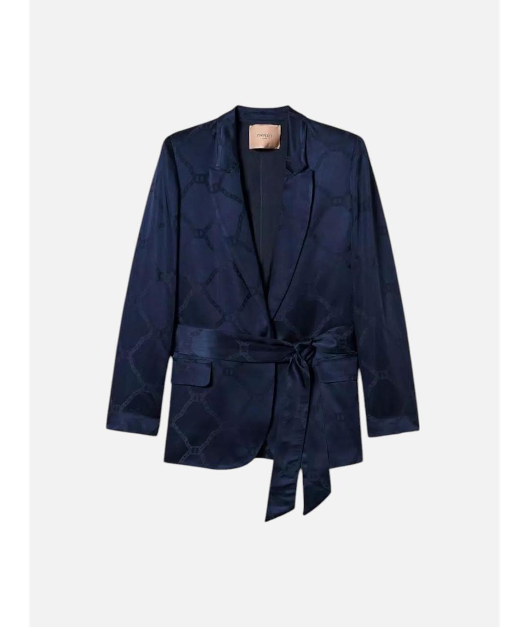 TWIN-SET Синий атласный жакет/пиджак, фото 7