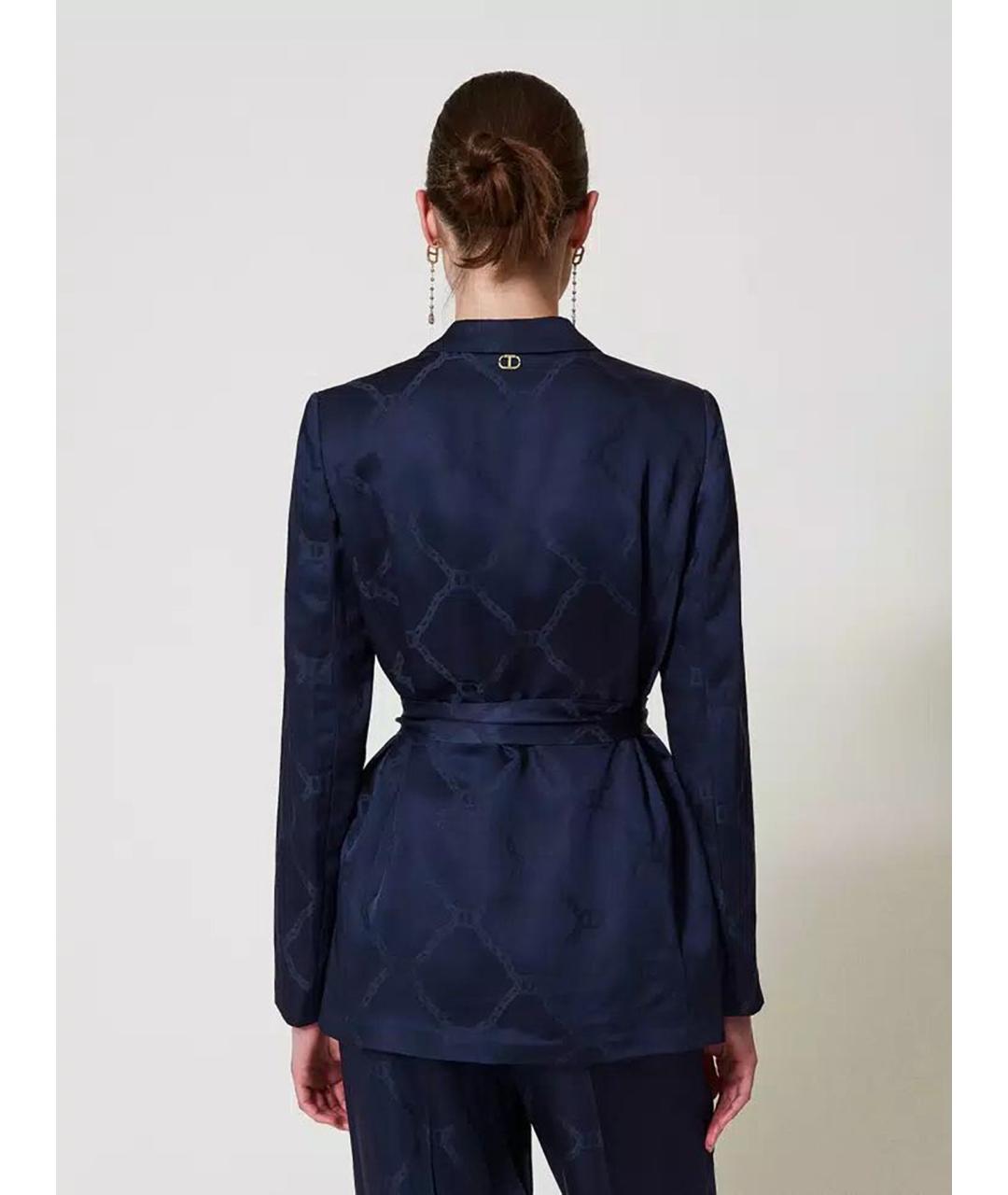 TWIN-SET Синий атласный жакет/пиджак, фото 5