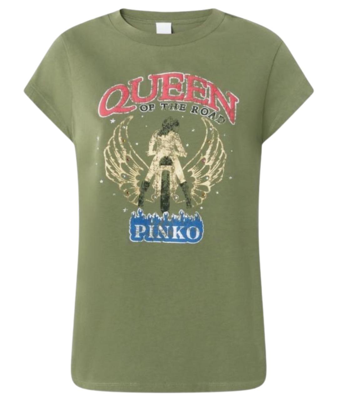 PINKO Зеленая хлопковая футболка, фото 1