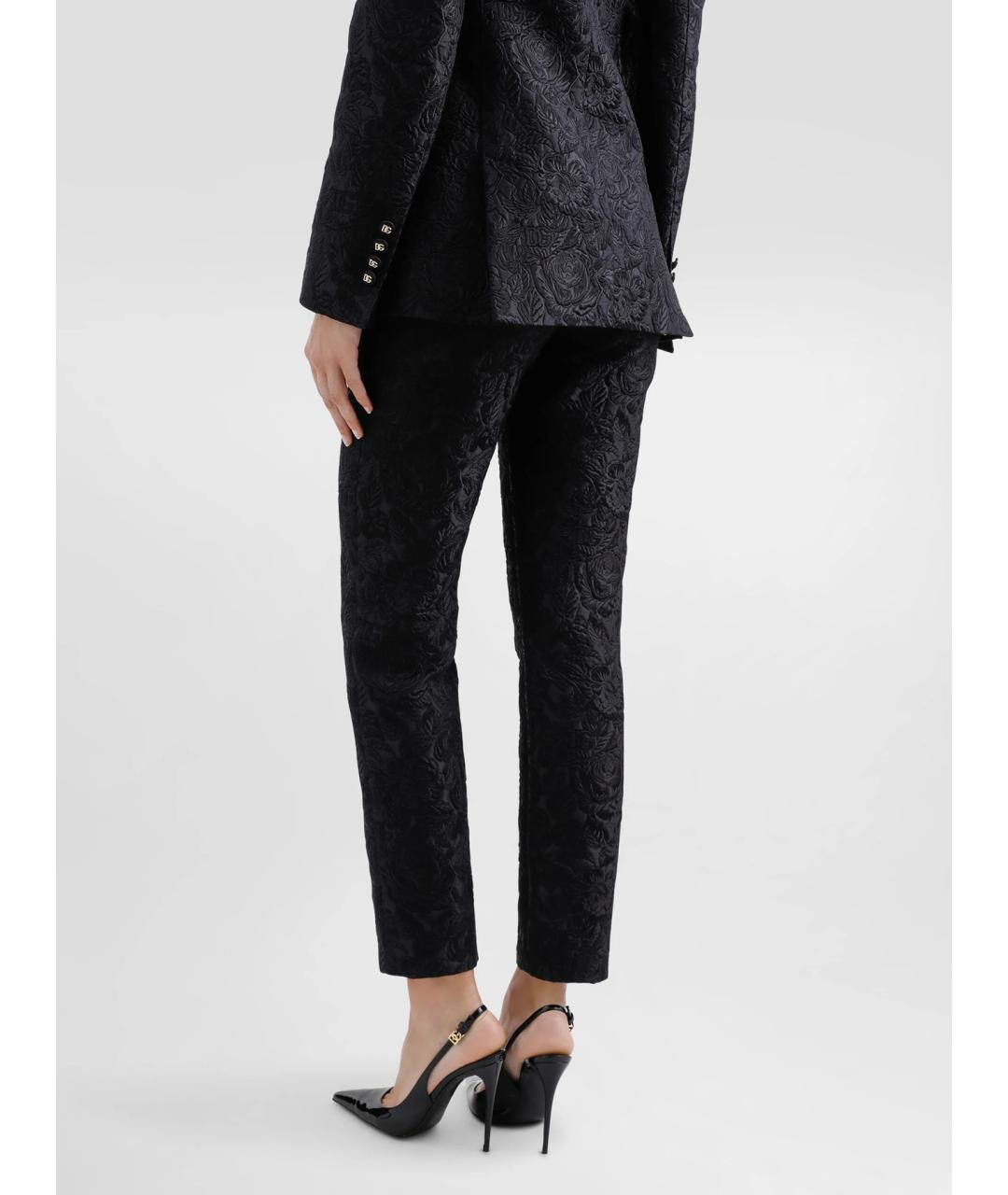 DOLCE&GABBANA Черные хлопковые прямые брюки, фото 3