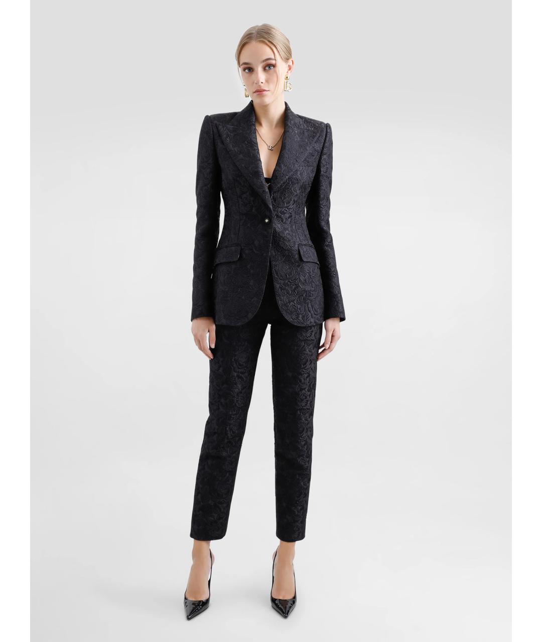 DOLCE&GABBANA Черные хлопковые прямые брюки, фото 2