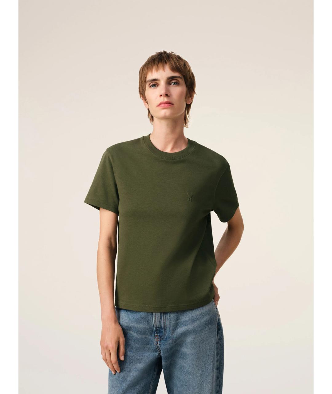 Ami Paris Зеленая хлопковая футболка, фото 3