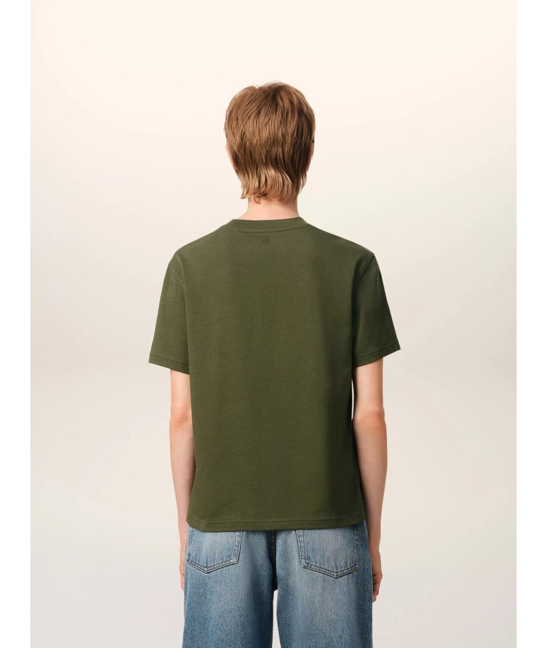 Ami Paris Зеленая хлопковая футболка, фото 4