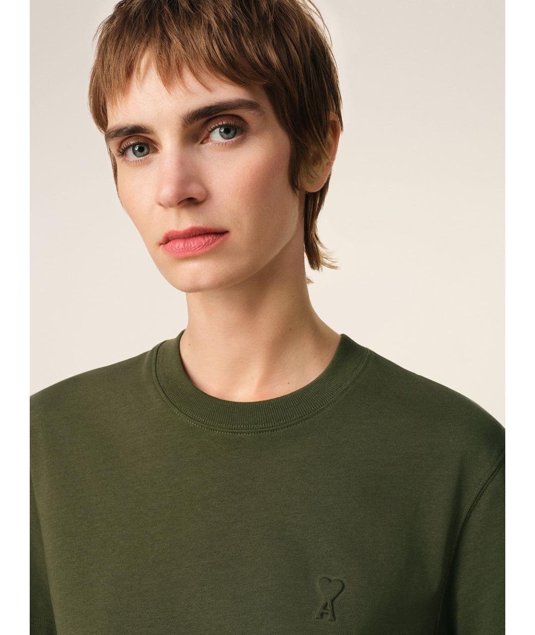 Ami Paris Зеленая хлопковая футболка, фото 6