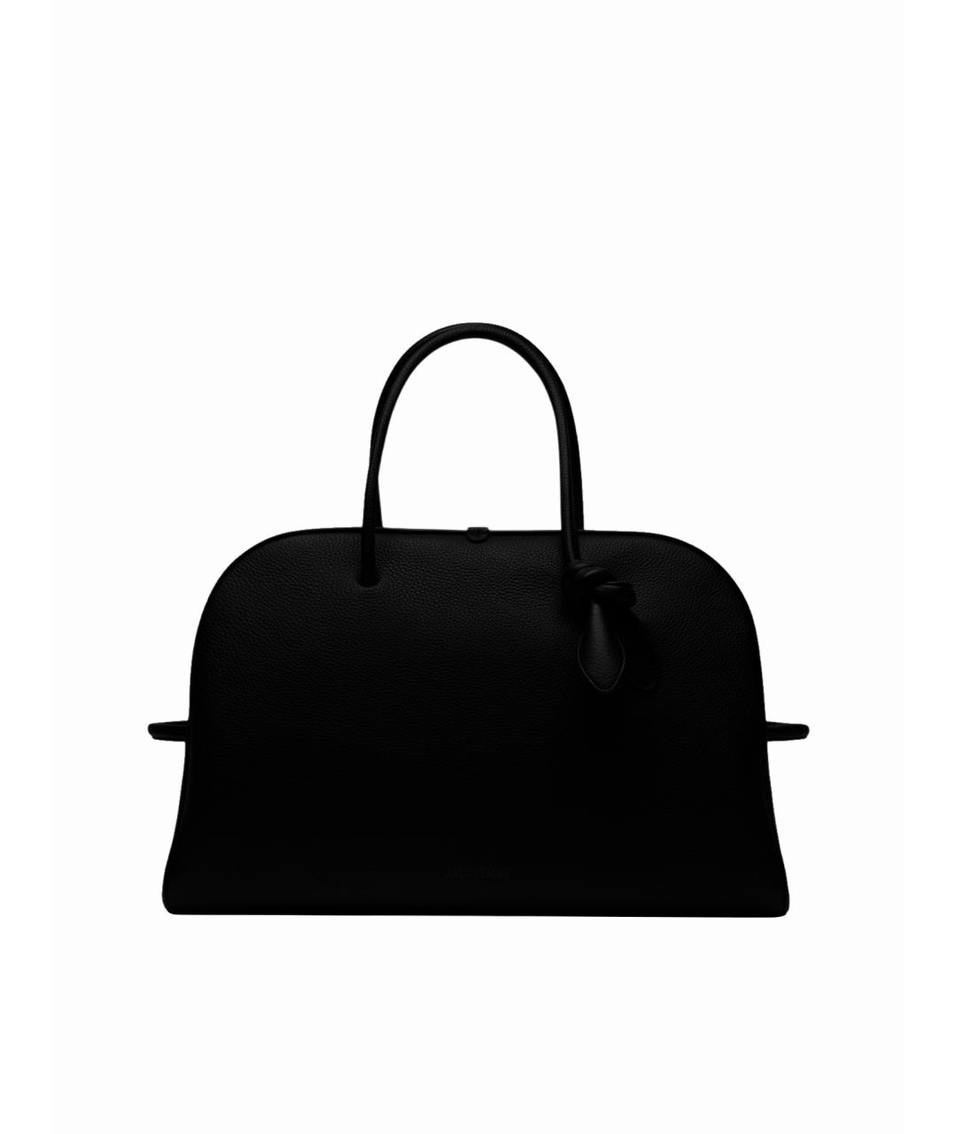 JACQUEMUS Черная кожаная сумка тоут, фото 1