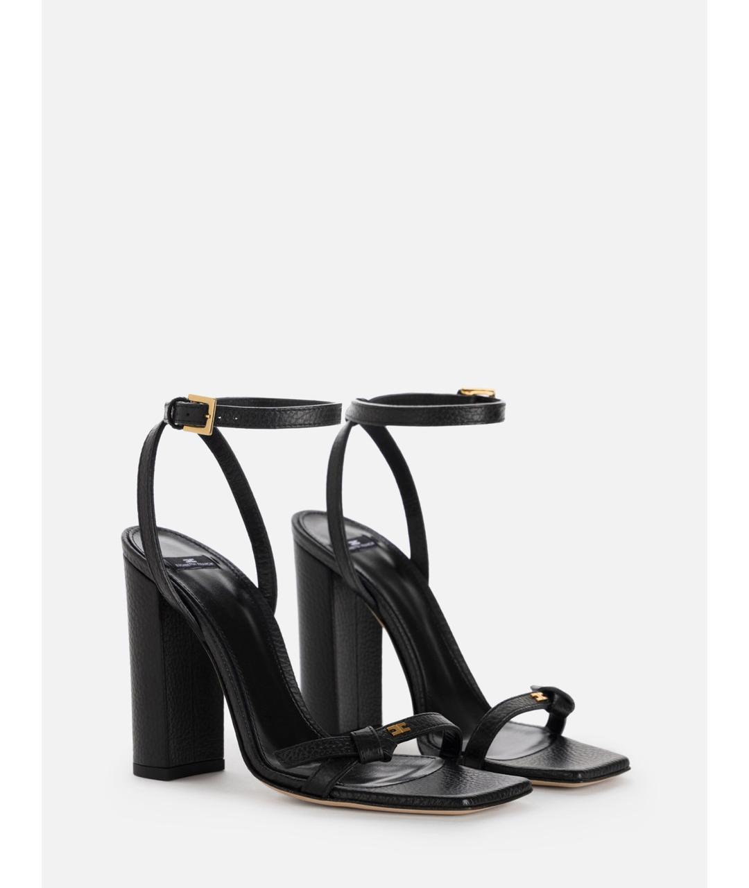 ELISABETTA FRANCHI Черные кожаные босоножки, фото 2