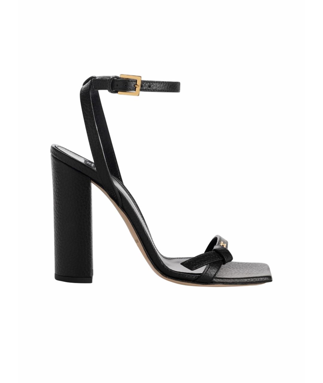 ELISABETTA FRANCHI Черные кожаные босоножки, фото 1