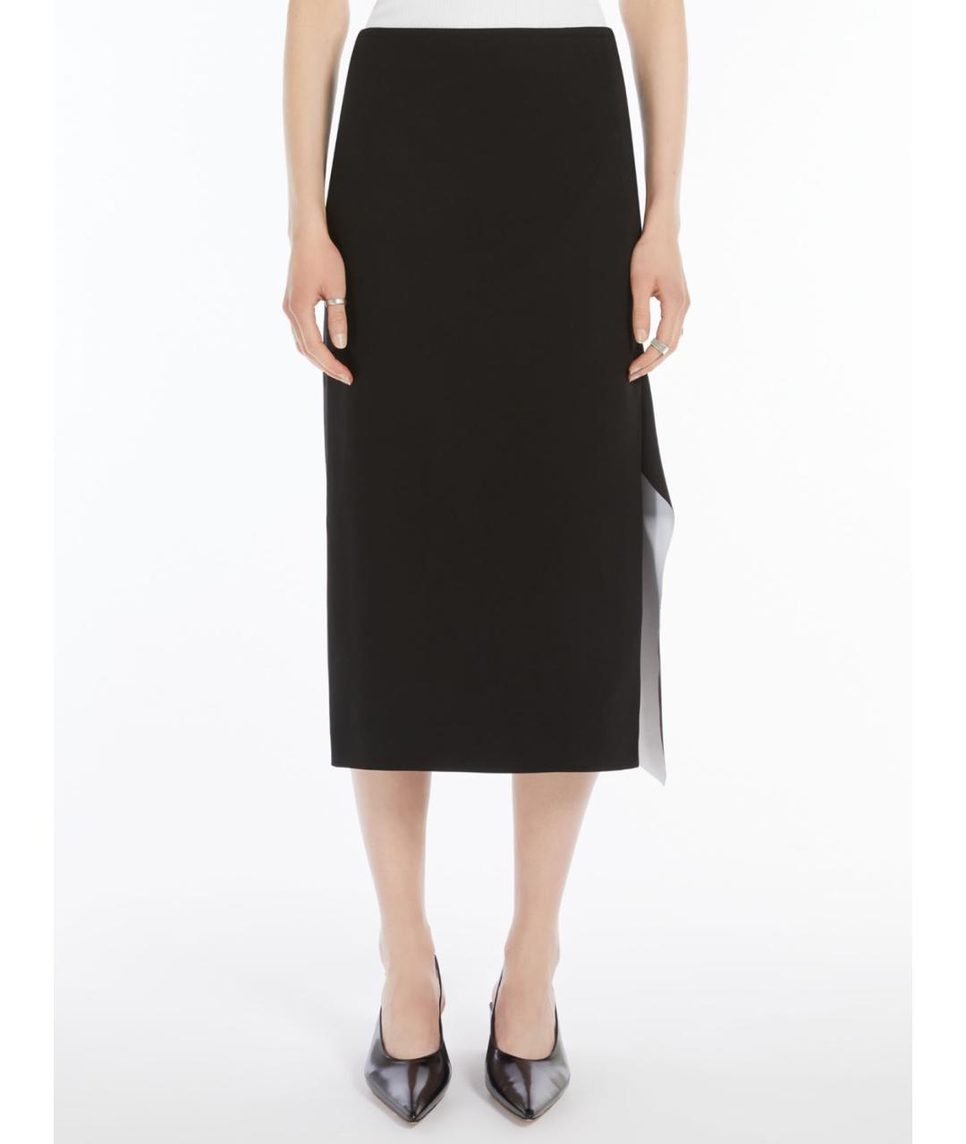 SPORTMAX Черная хлопковая юбка миди, фото 5