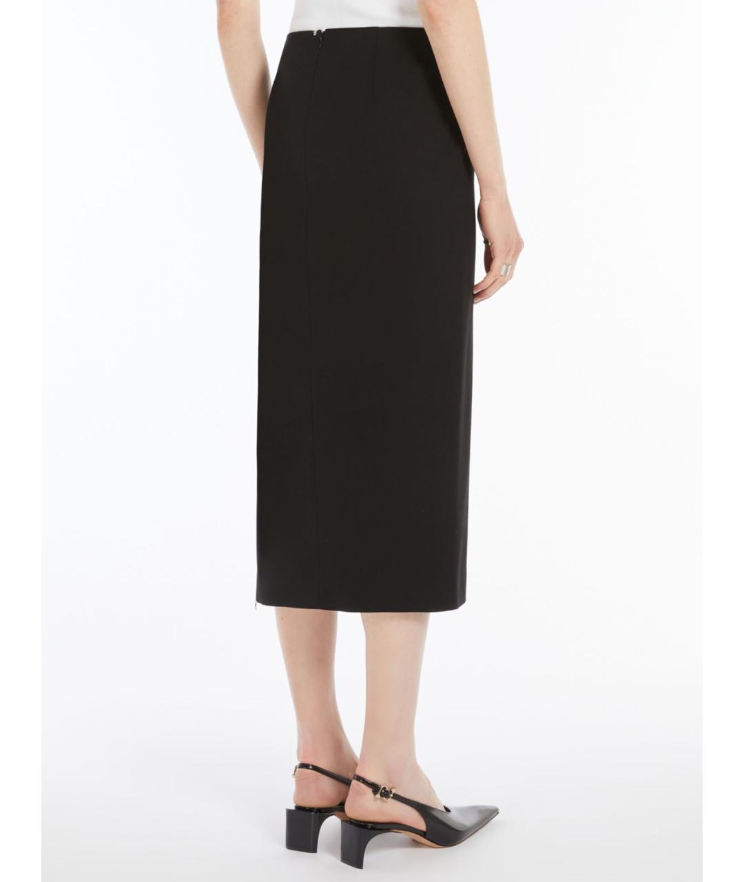 SPORTMAX Черная хлопковая юбка миди, фото 4