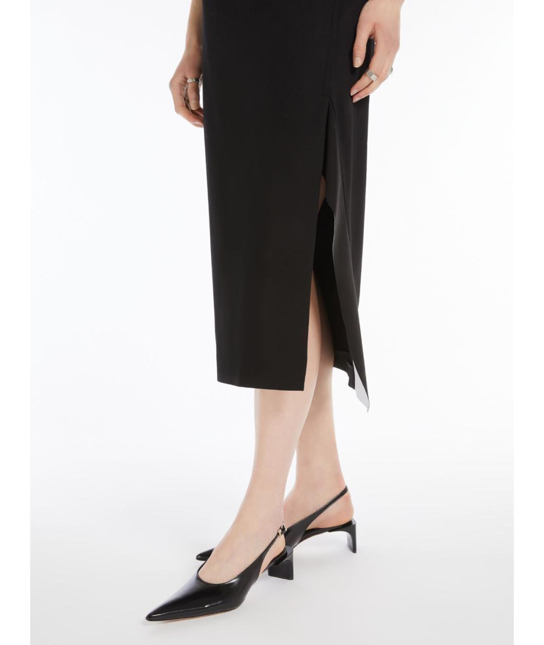 SPORTMAX Черная хлопковая юбка миди, фото 3