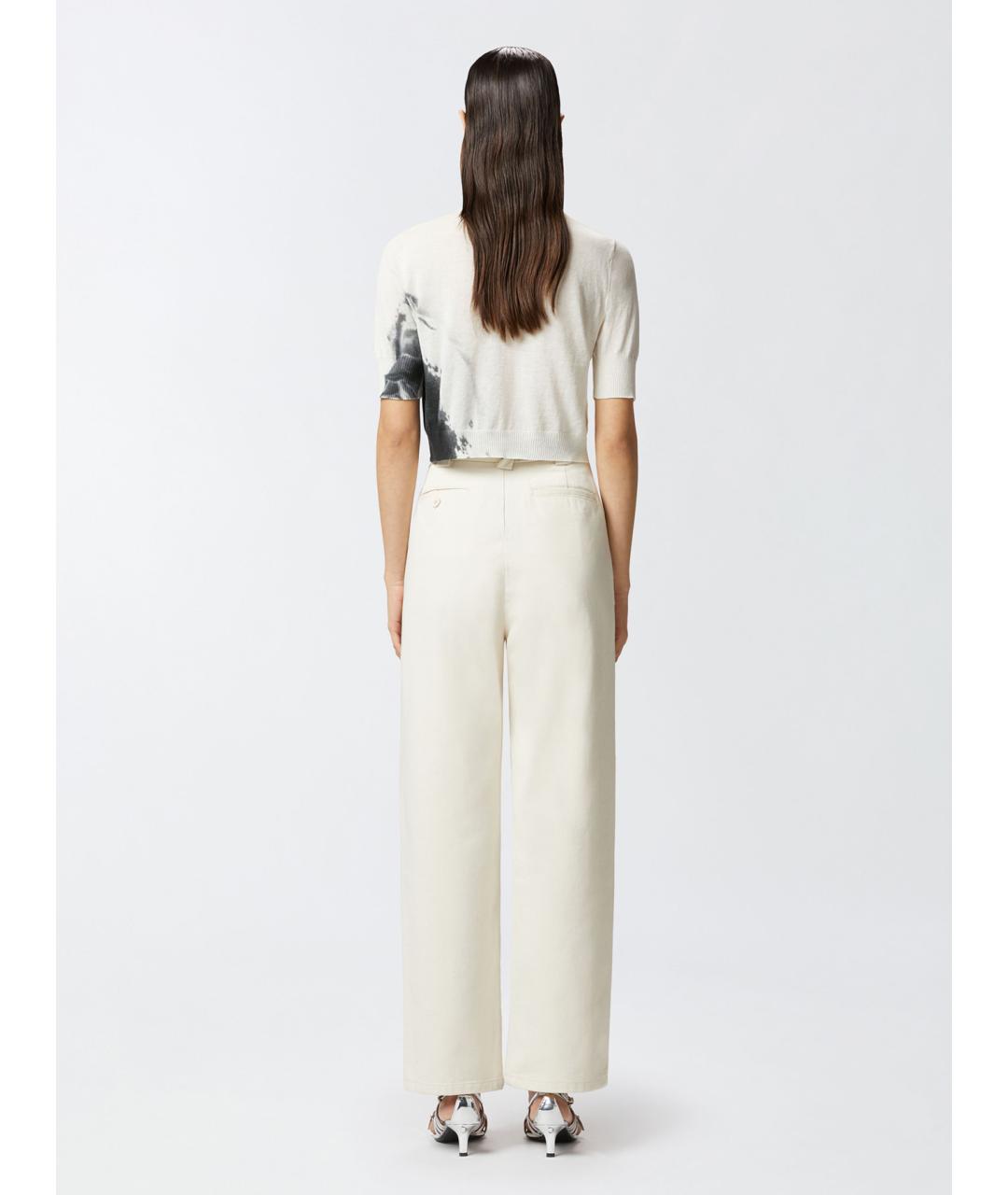 PINKO Белые хлопковые прямые брюки, фото 4