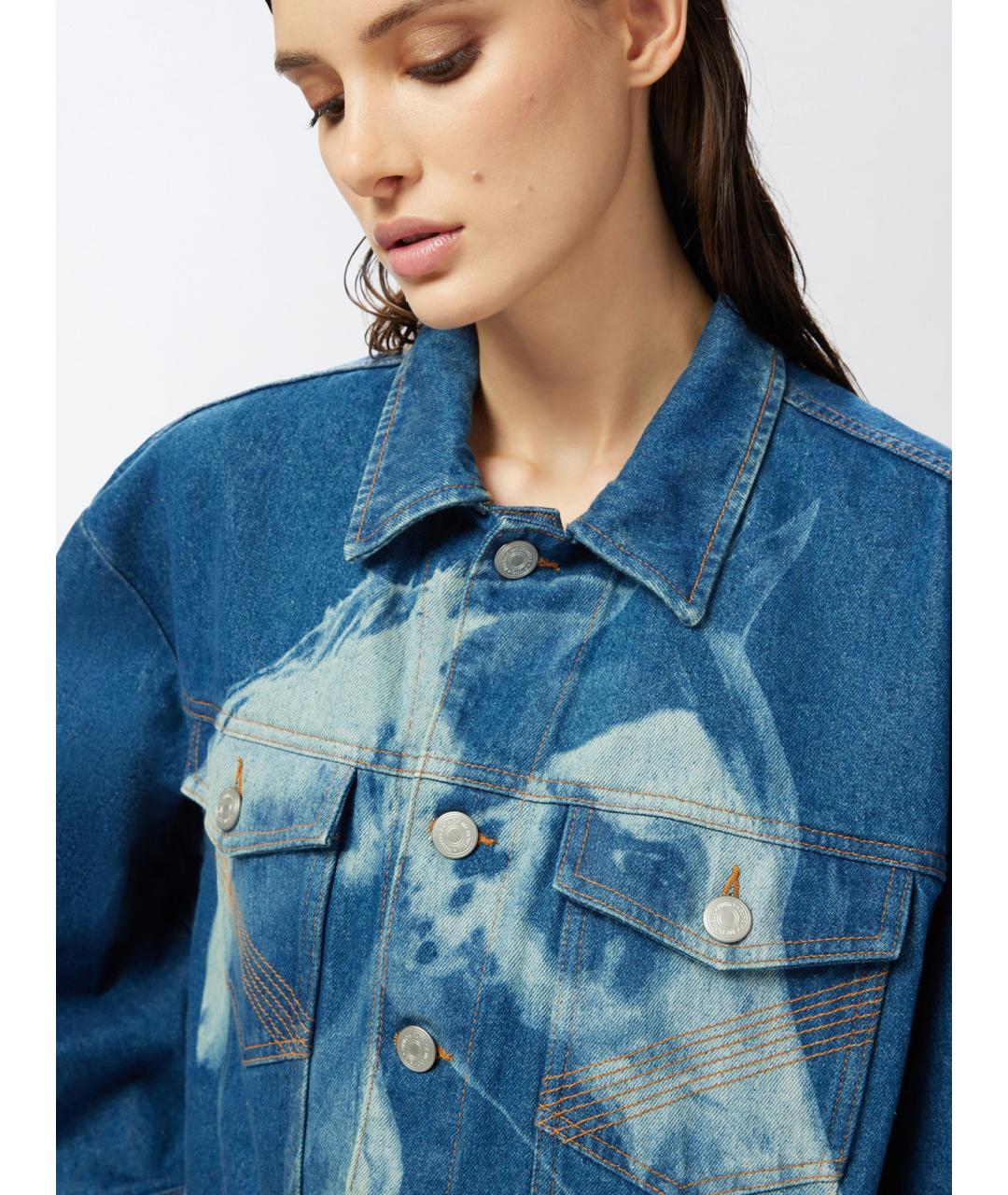 PINKO Синяя хлопковая куртка, фото 5