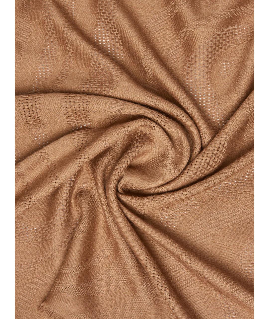 MAX MARA Коричневый шерстяной шарф, фото 3