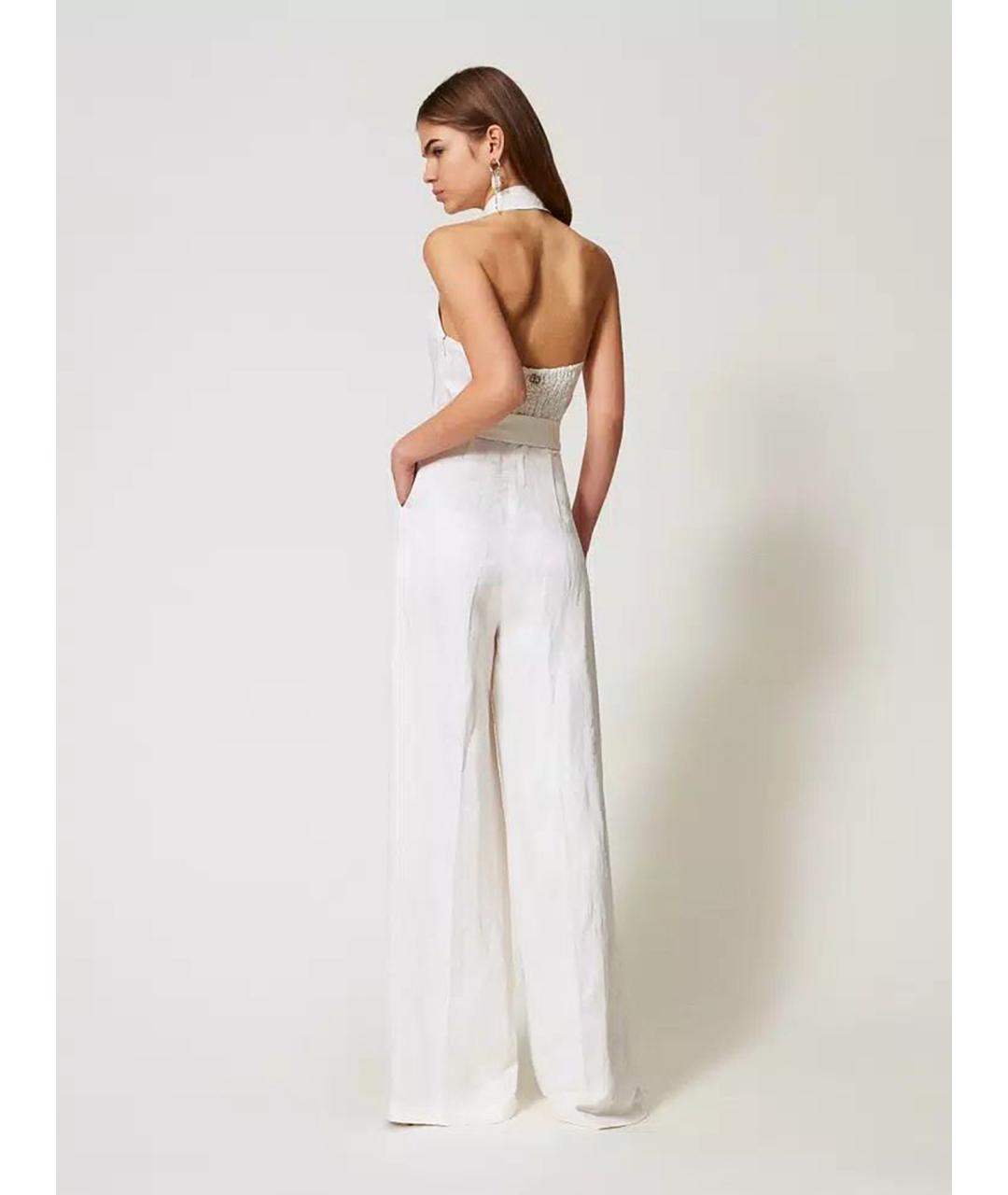 TWIN-SET Белый атласный комбинезон, фото 4