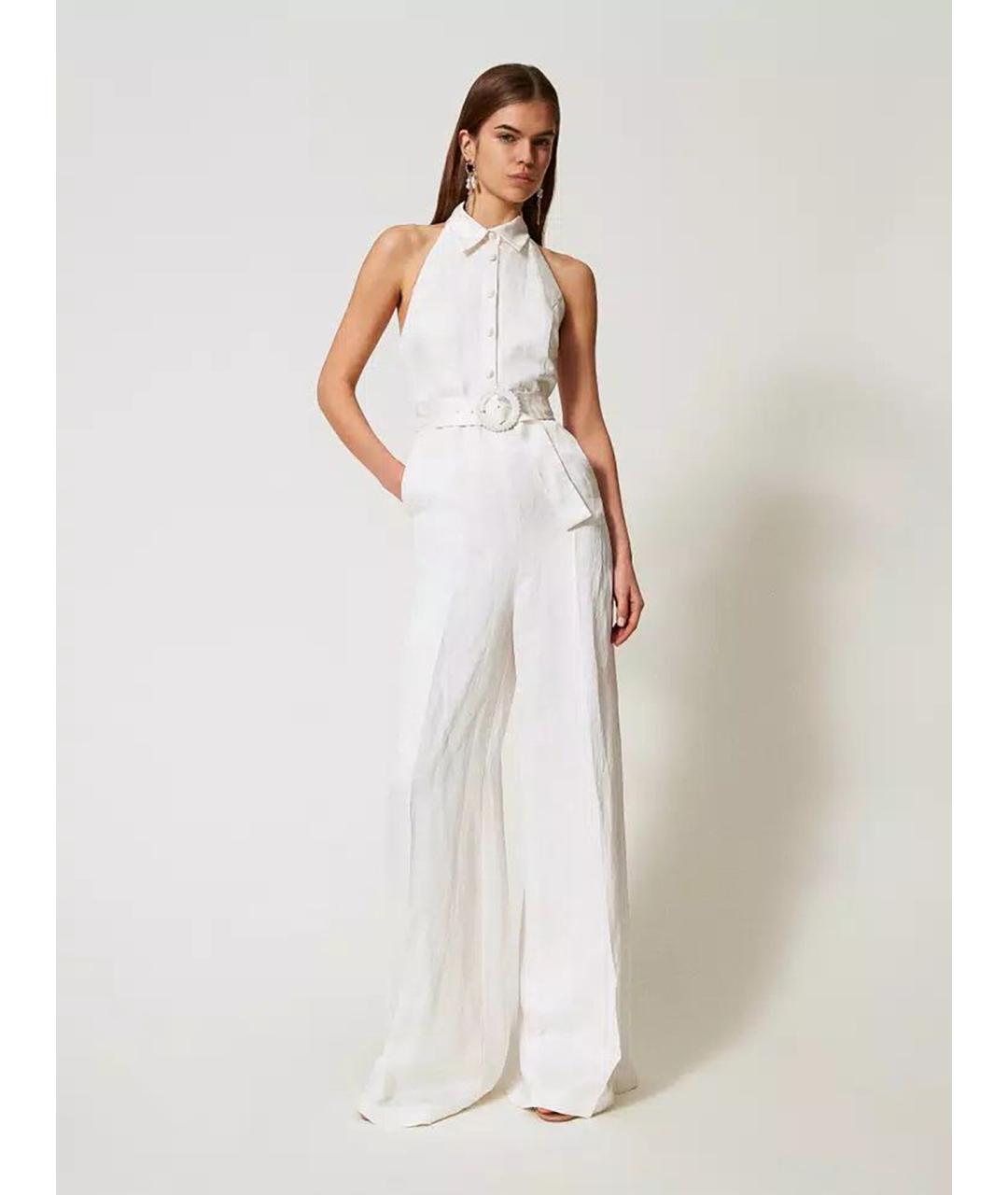 TWIN-SET Белый атласный комбинезон, фото 2