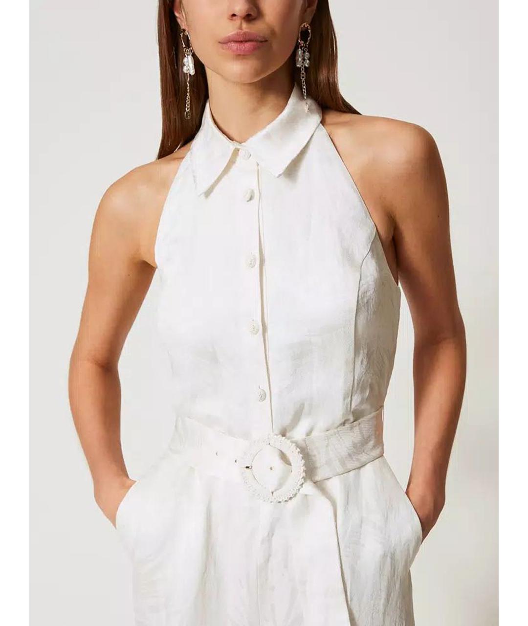 TWIN-SET Белый атласный комбинезон, фото 5