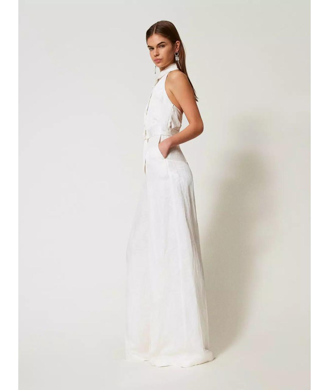 TWIN-SET Белый атласный комбинезон, фото 3