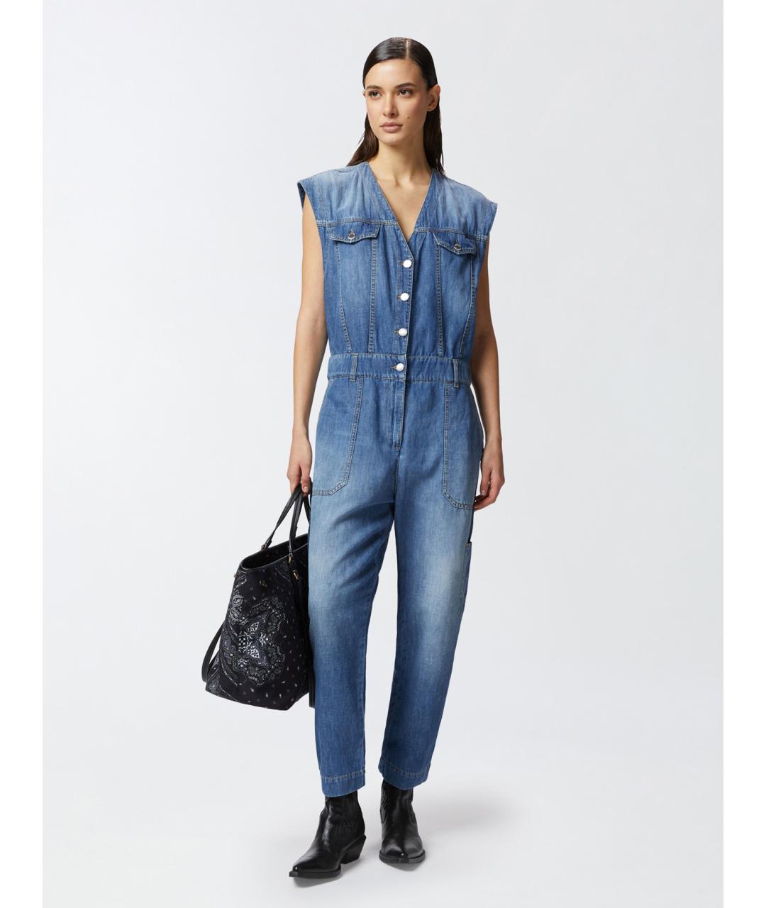 PINKO Синий хлопковый комбинезон, фото 2