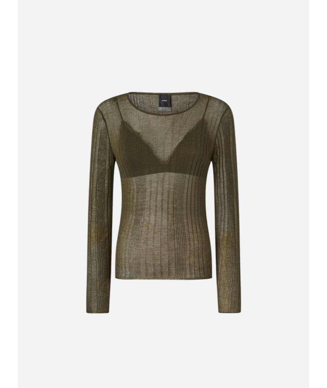 PINKO Зеленый хлопковый джемпер / свитер, фото 7