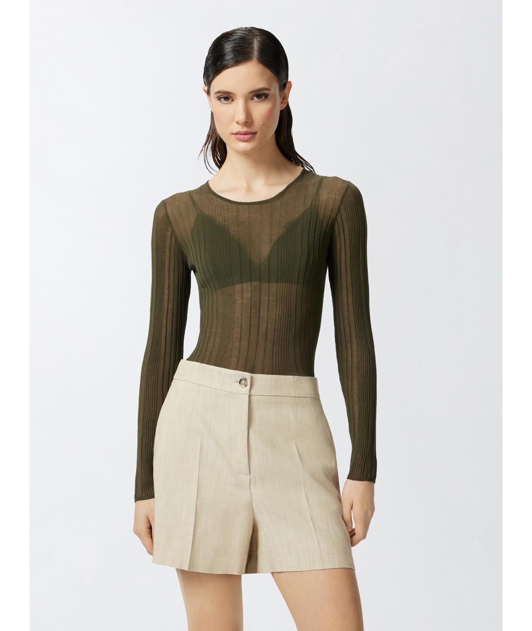 PINKO Зеленый хлопковый джемпер / свитер, фото 3