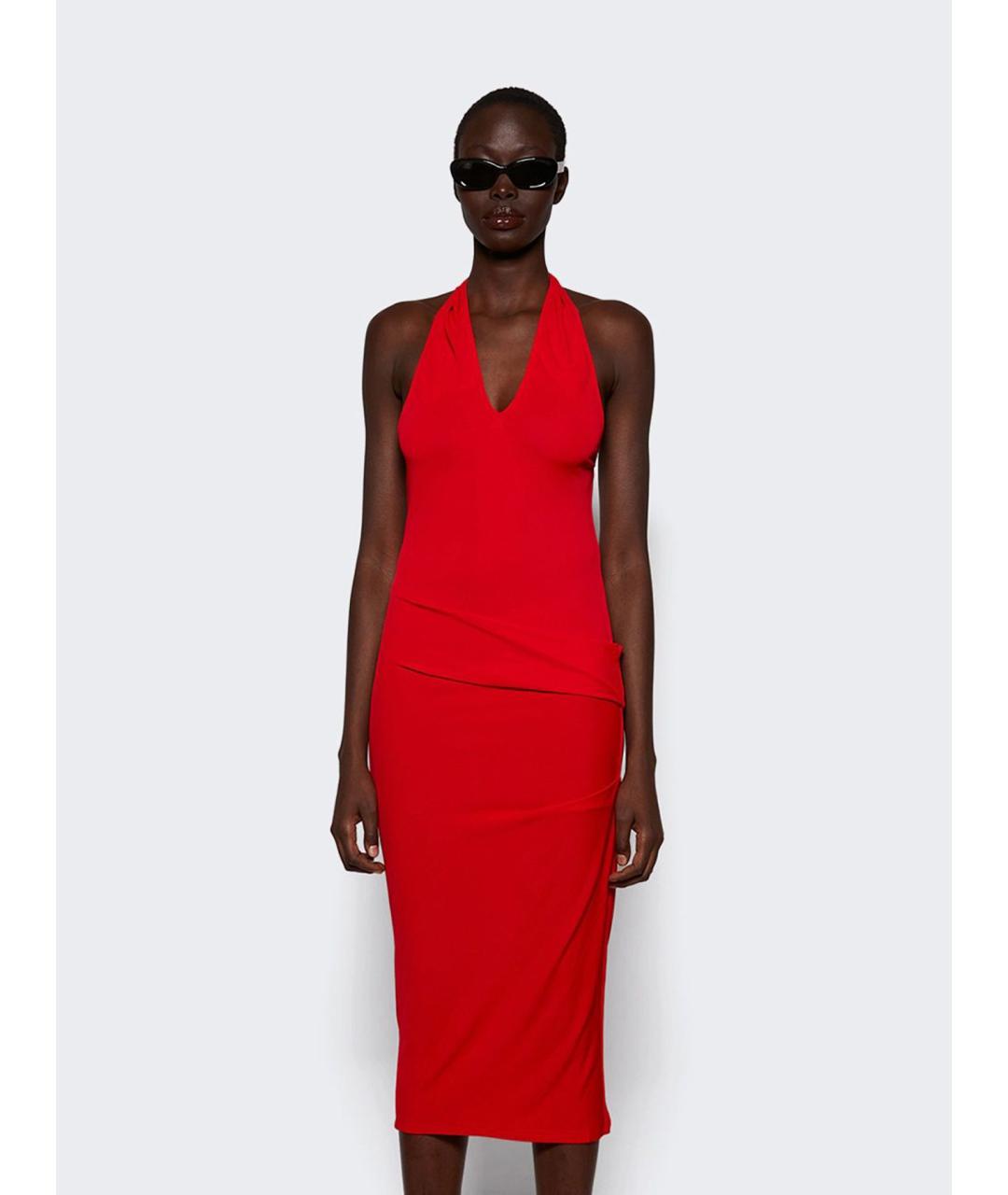 JACQUEMUS Красное вискозное коктейльное платье, фото 3