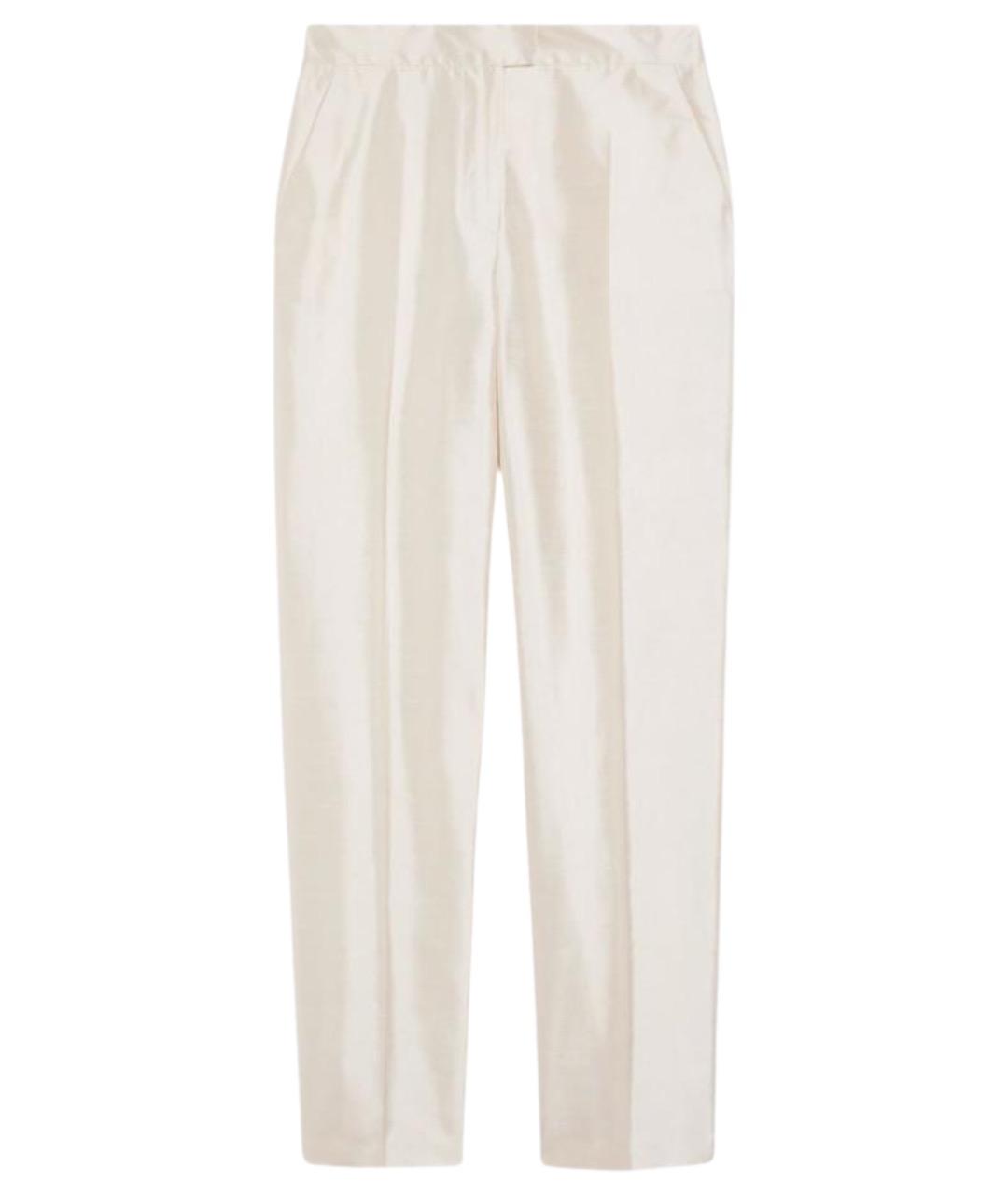 MAX MARA STUDIO Белые шелковые прямые брюки, фото 1