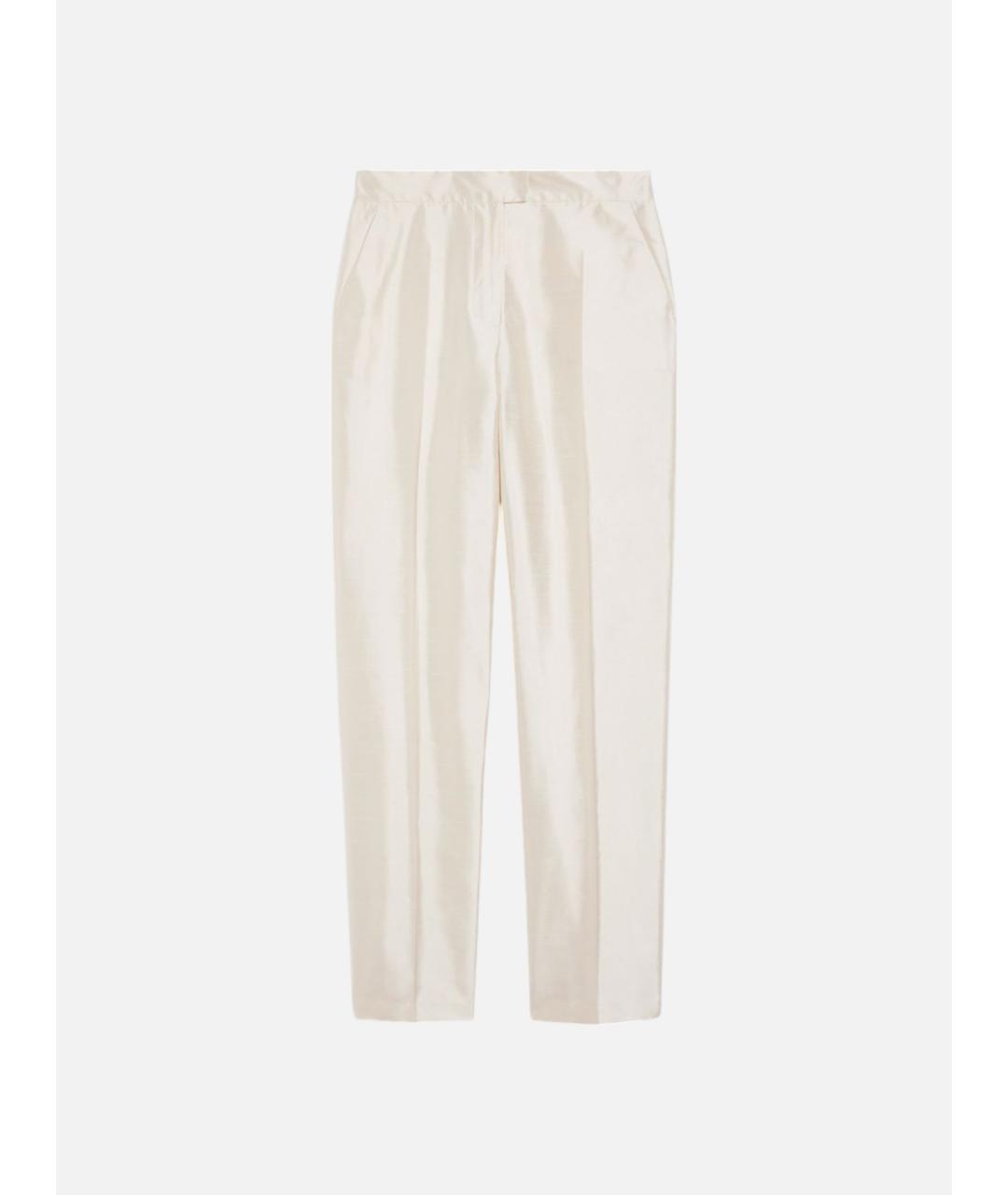 MAX MARA STUDIO Белые шелковые прямые брюки, фото 5