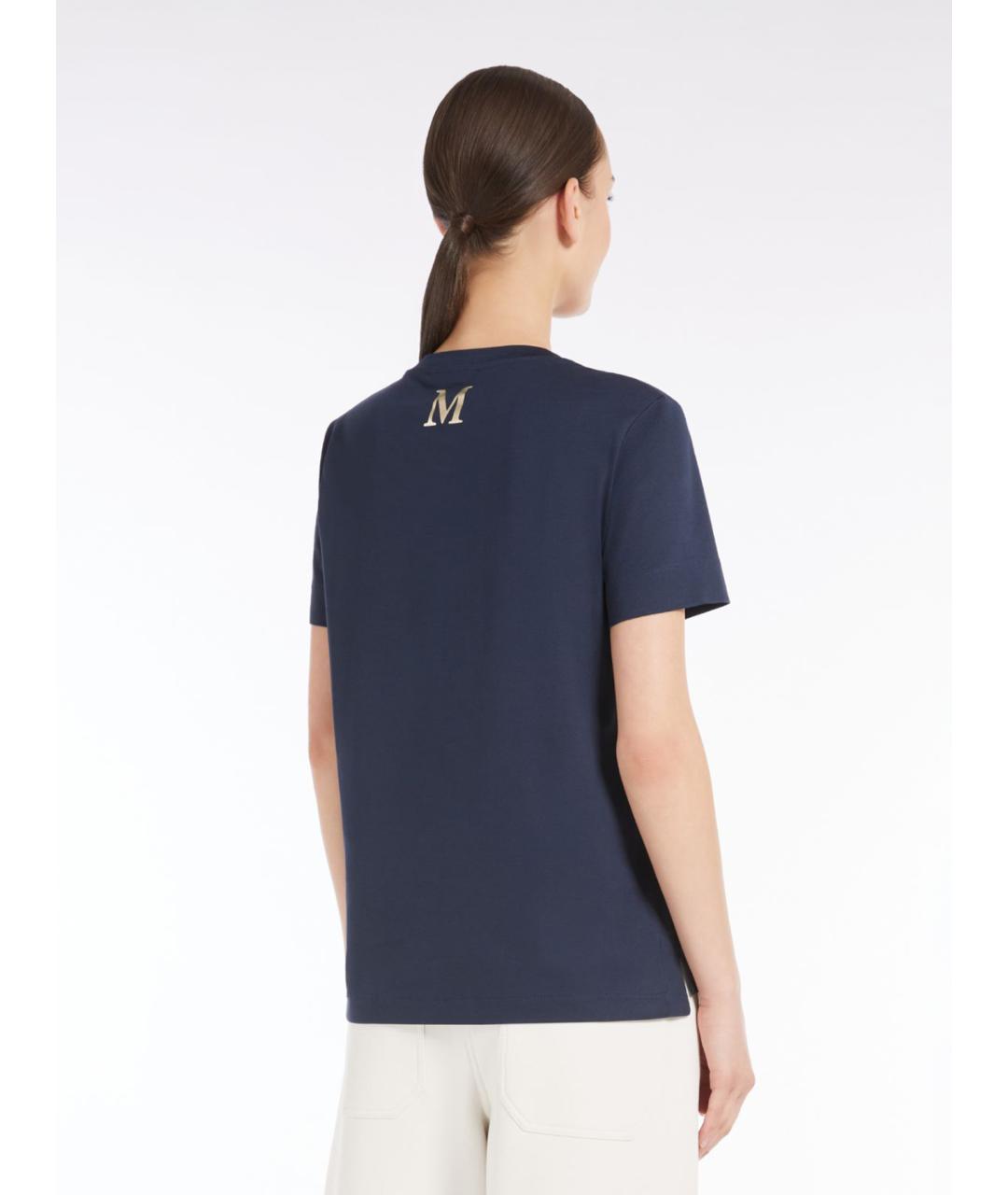 'S MAX MARA Синяя хлопковая футболка, фото 3