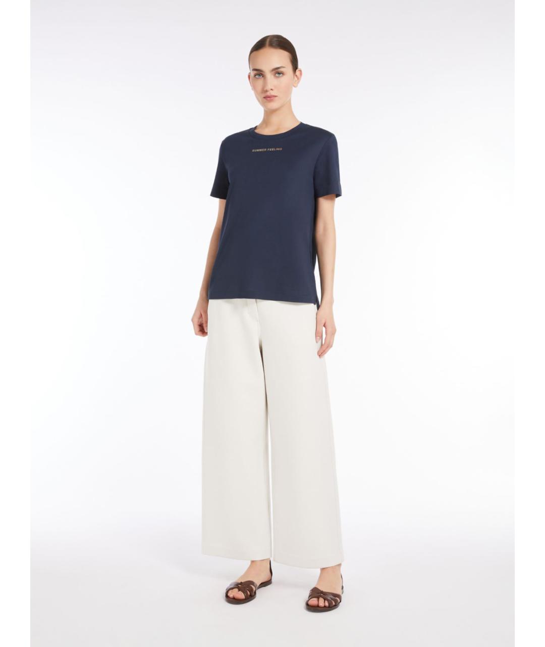 'S MAX MARA Синяя хлопковая футболка, фото 2