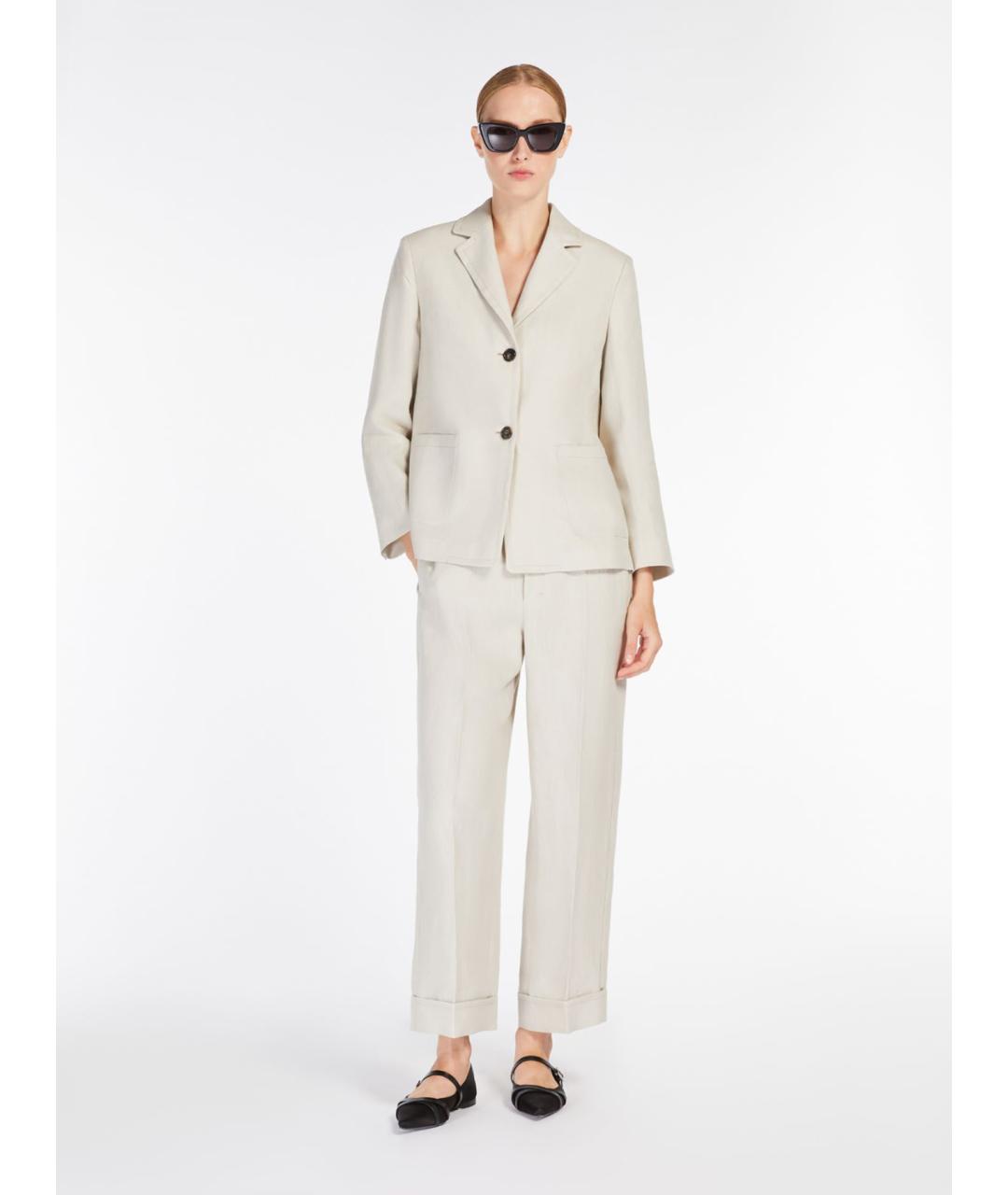 'S MAX MARA Белый льняной жакет/пиджак, фото 2