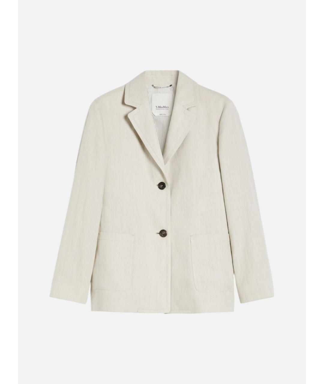 'S MAX MARA Белый льняной жакет/пиджак, фото 5